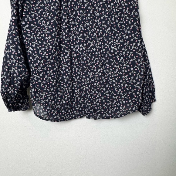 Anthro Velvet by Graham & Spencer Black Floral Collarless Peasant Blouse Top S - Picture 9 of 14